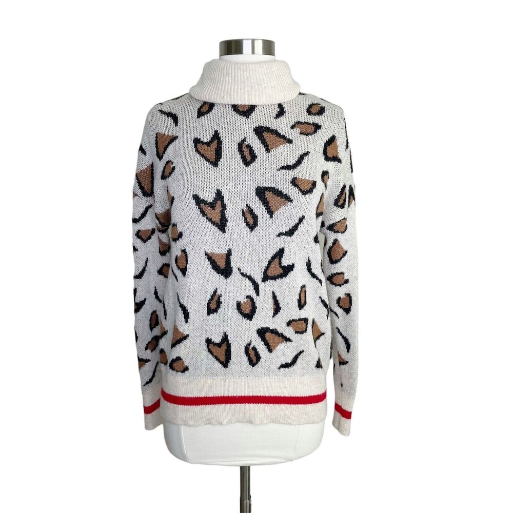 Tularosa Jungle Sweater XS Pullover Turtleneck Leopard Knit Stretch Revolve